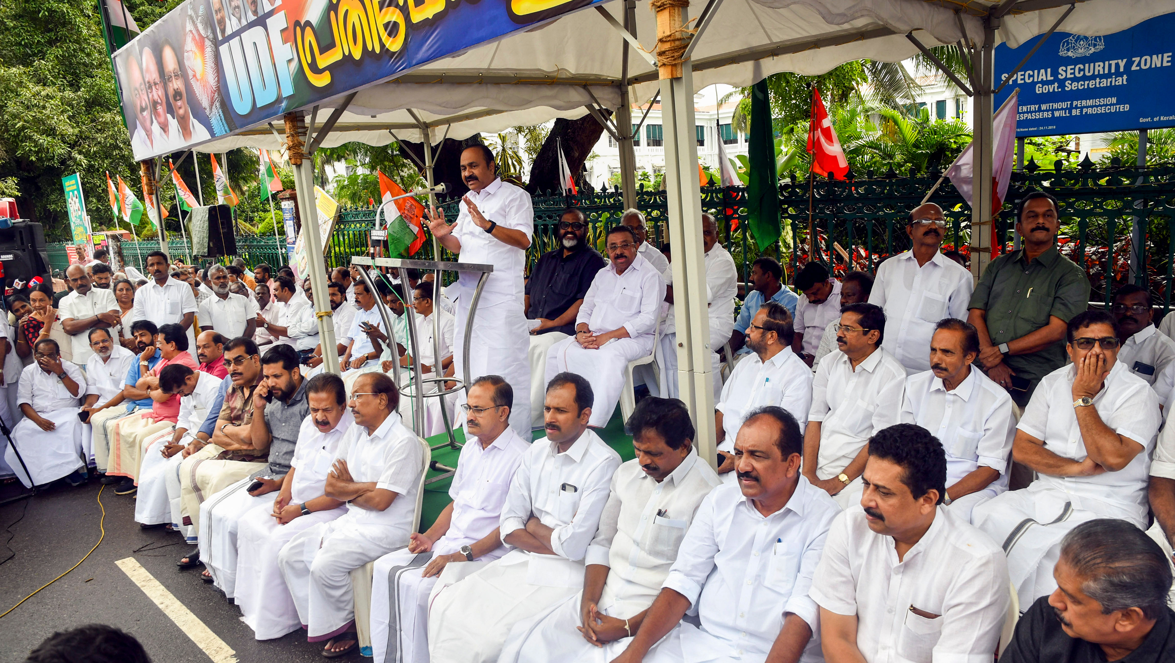 <div class="paragraphs"><p>File Photo: Kerala Assembly Leader of Opposition VD Satheesan speaks during a protest organised by United Democratic Front (UDF) over Hema Committee report, in Thiruvananthapuram.</p></div>