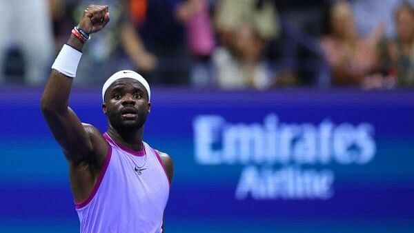 <div class="paragraphs"><p>Frances Tiafoe of the US celebrates his round of 16 match win against Alexei Popyrin of Australia.</p></div>