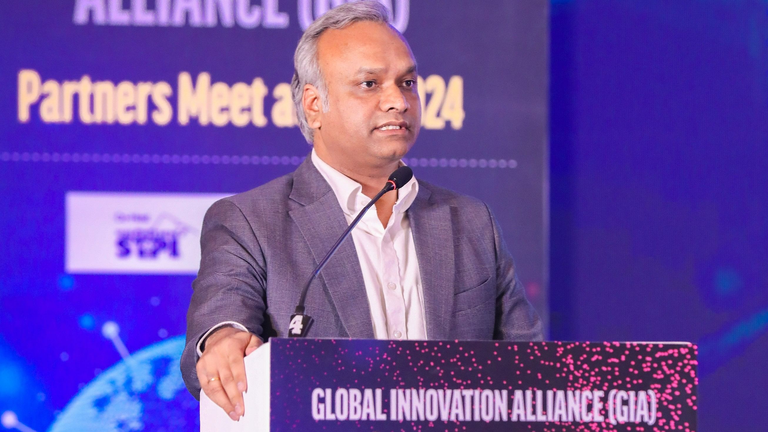 <div class="paragraphs"><p>IT/BT Minister Priyank Kharge speaking at Global Innovation Alliance (GIA) Partners Meet on Tuesday.</p></div>