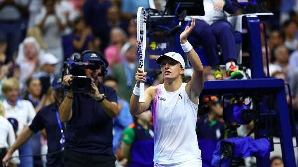 <div class="paragraphs"><p>Iga Swiatek from Poland celebrates her victory in a round of 16 match over Liudmila Samsonova from Russia.</p></div>