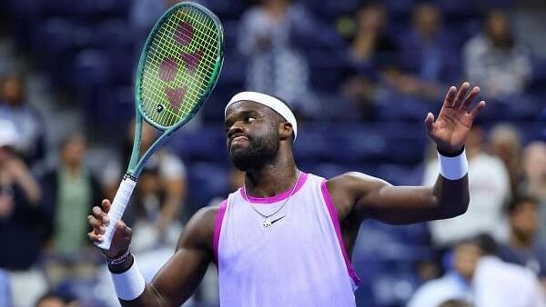 <div class="paragraphs"><p>Frances Tiafoe of the US celebrates after winning his quarter final match against Bulgaria's Grigor Dimitrov.</p></div>