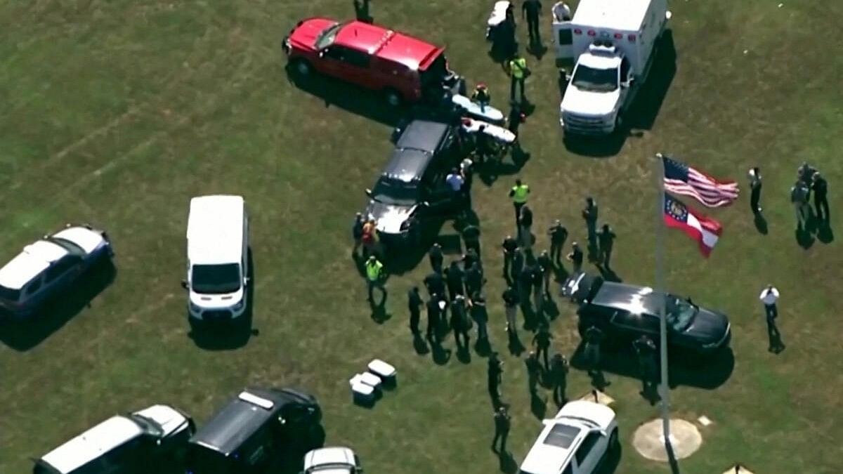 <div class="paragraphs"><p>First responders gather after law enforcement officers responded to a fatal shooting at Apalachee High School in a still image from aerial video in Winder, Georgia, US September 4, 2024</p></div>