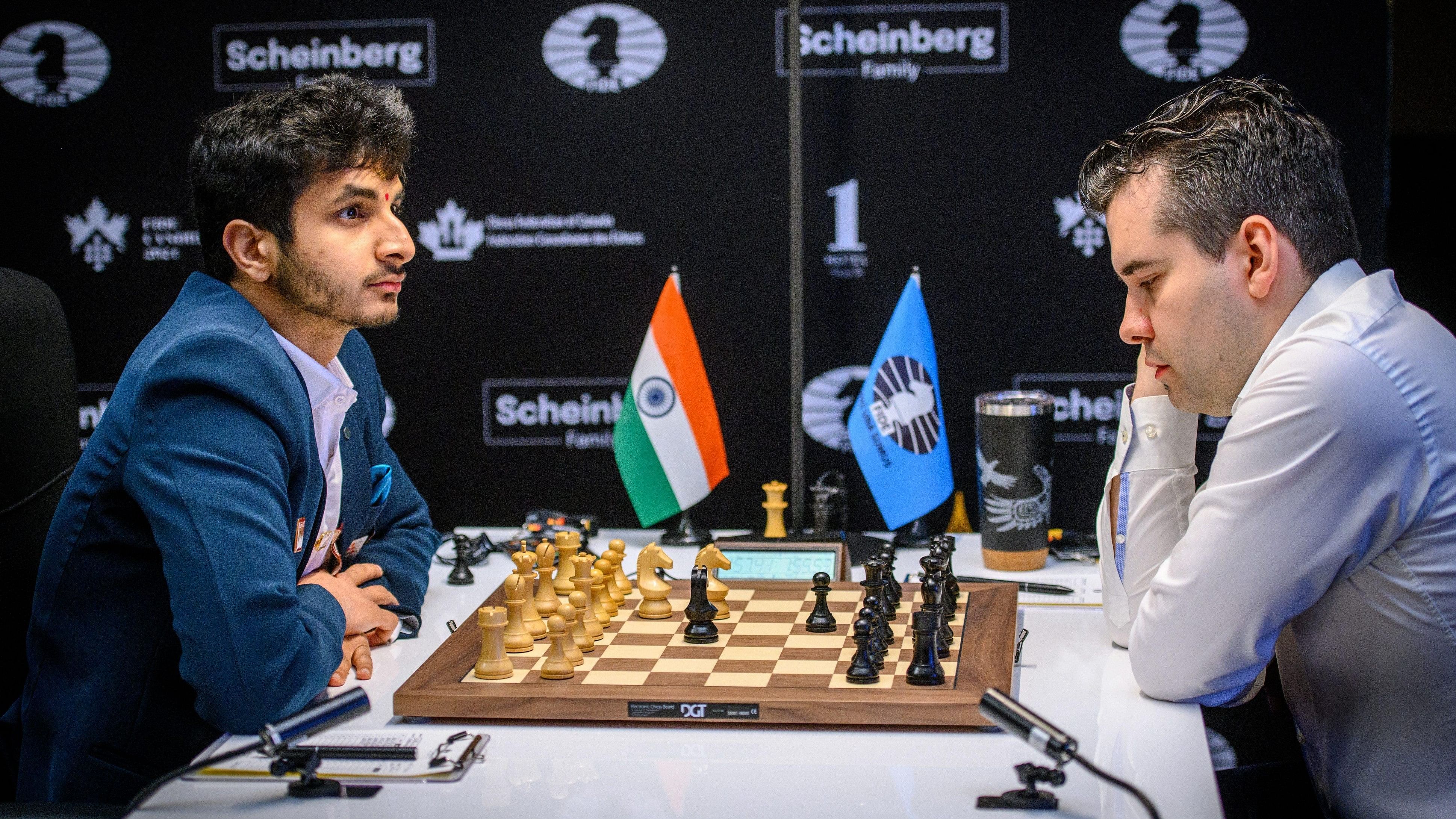 <div class="paragraphs"><p>Representative image showing Indian GM Vidit Gujrathi against Russian GM Ian Nepomniachtchi (playing under FIDE flag).</p></div>