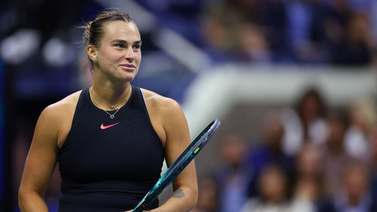 <div class="paragraphs"><p>Belarus' Aryna Sabalenka celebrate after winning her quarter final match against China's Qinwen Zheng.</p></div>