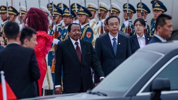 <div class="paragraphs"><p>Cameroon's President Paul Biya (C) arrives at the Beijing Capital International Airport, ahead of the 2024 Summit of the Forum on China-Africa Cooperation (FOCAC) in Beijing, China, 04 September 2024.</p></div>