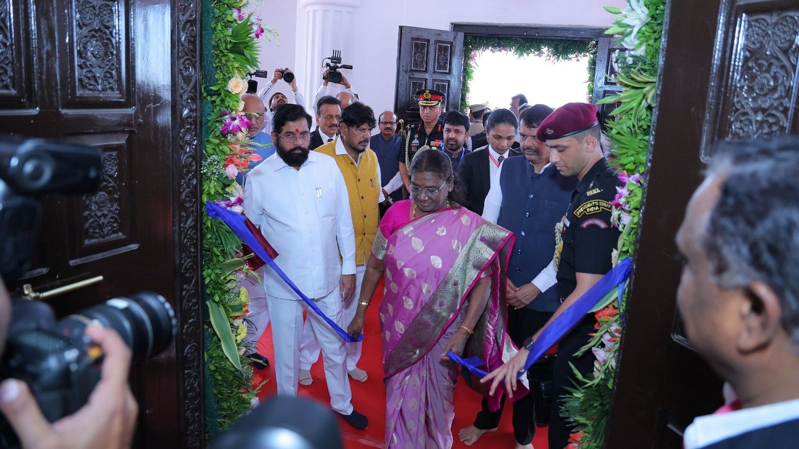 <div class="paragraphs"><p>President Droupadi Murmu at the inauguration with Maharashtra CM Eknath Shinde.</p></div>