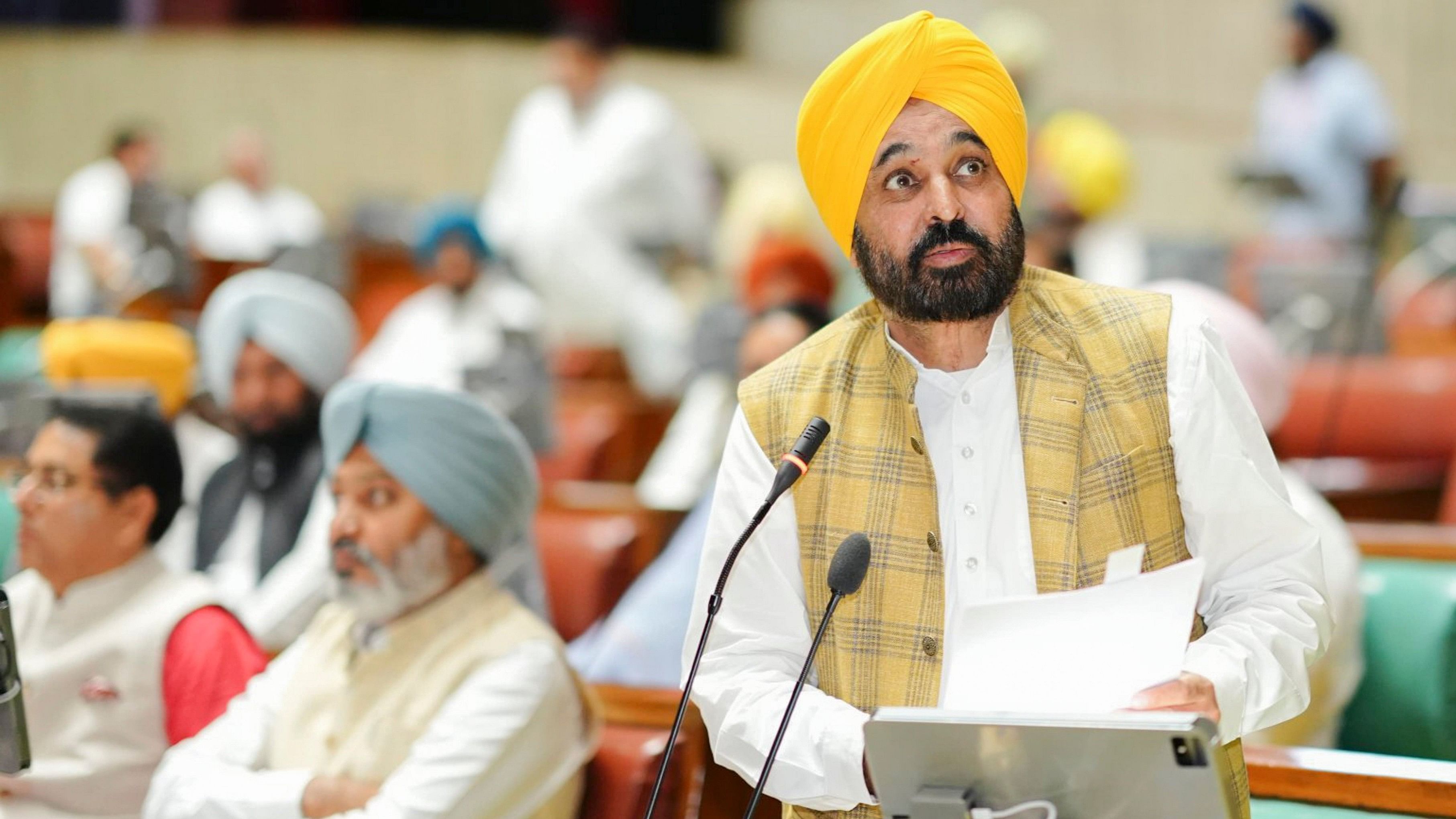 <div class="paragraphs"><p> Punjab Chief Minister Bhagwant Mann speaks during the ongoing session of the Punjab Legislative Assembly. </p></div>