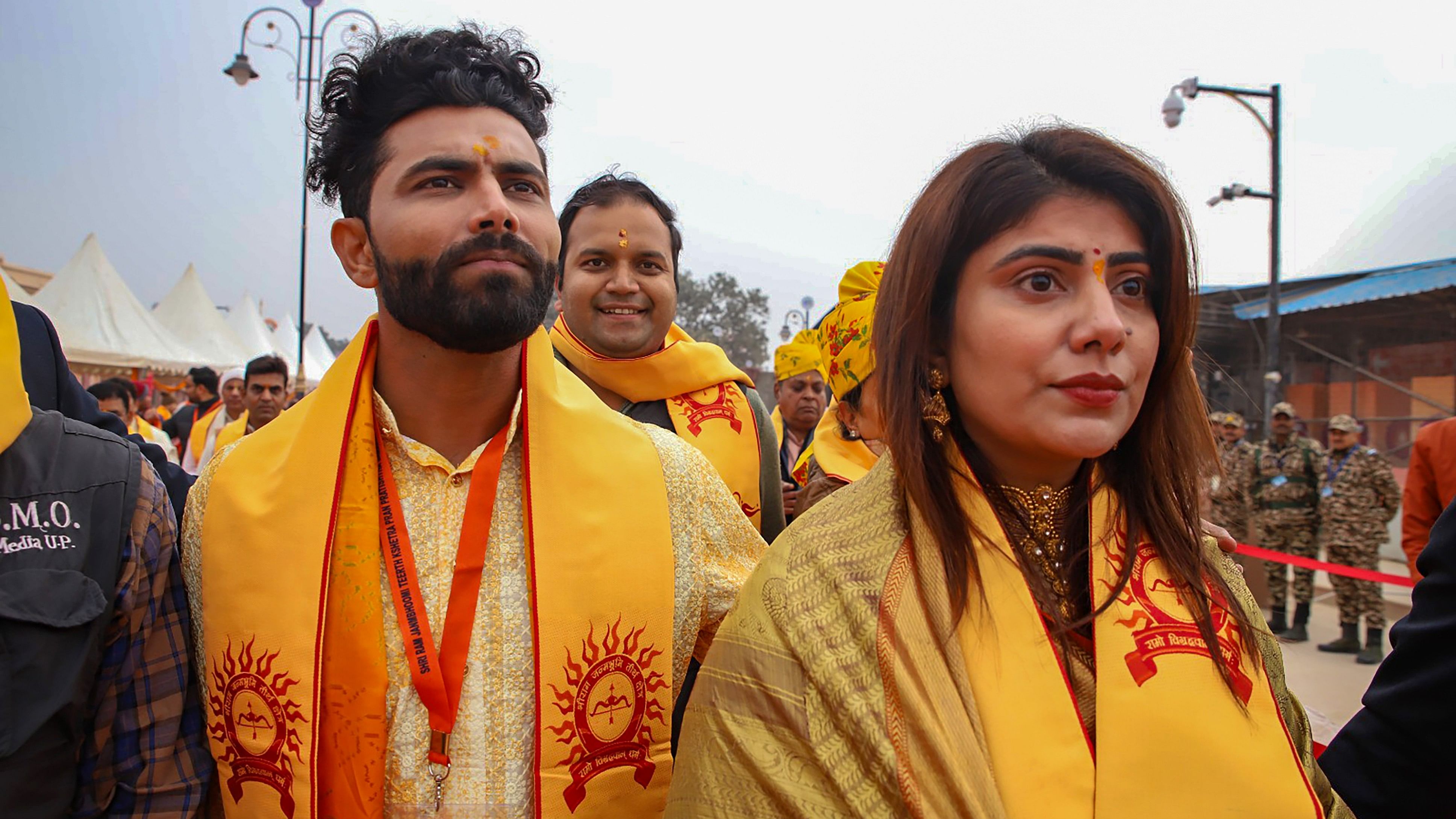 <div class="paragraphs"><p>Cricketer Ravindra Jadeja with his wife and MLA Rivaba Jadeja.</p></div>