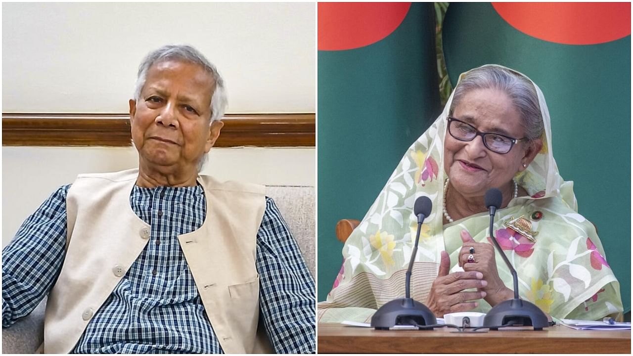 <div class="paragraphs"><p>Chief Adviser to Bangladesh's interim government, Muhammad Yunus(L) and former Bangladesh PM Sheikh Hasina.&nbsp;</p></div>