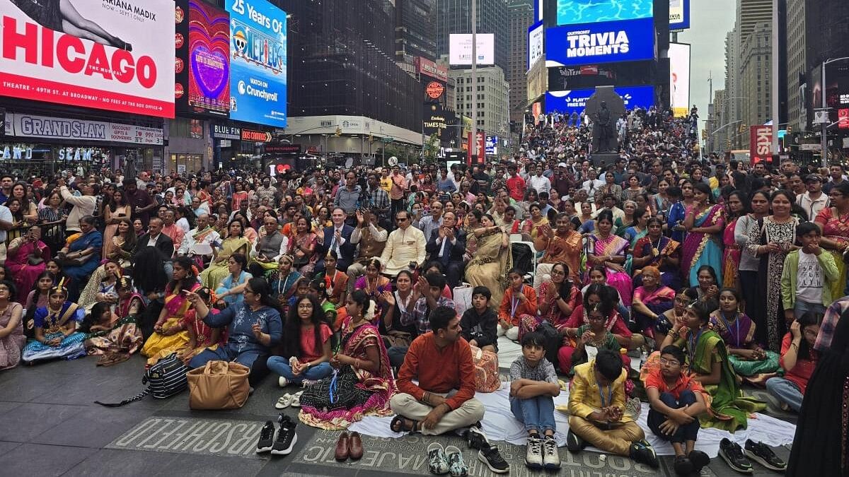 <div class="paragraphs"><p>Indian American Telugu community members during the Telugu Cultural Festival organised by the Telugu Literary and Cultural Association (TLCA) at Times Square.</p></div>