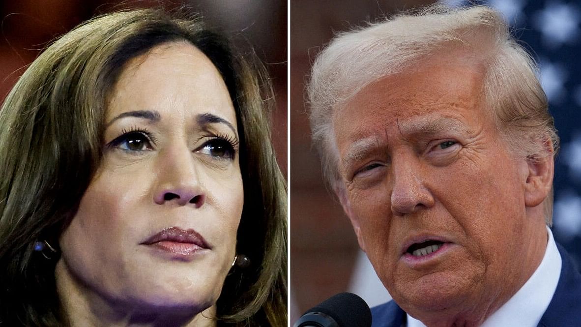 <div class="paragraphs"><p>US Vice President Kamala Harris (L) and former US President Donald Trump in combo photograph.</p></div>