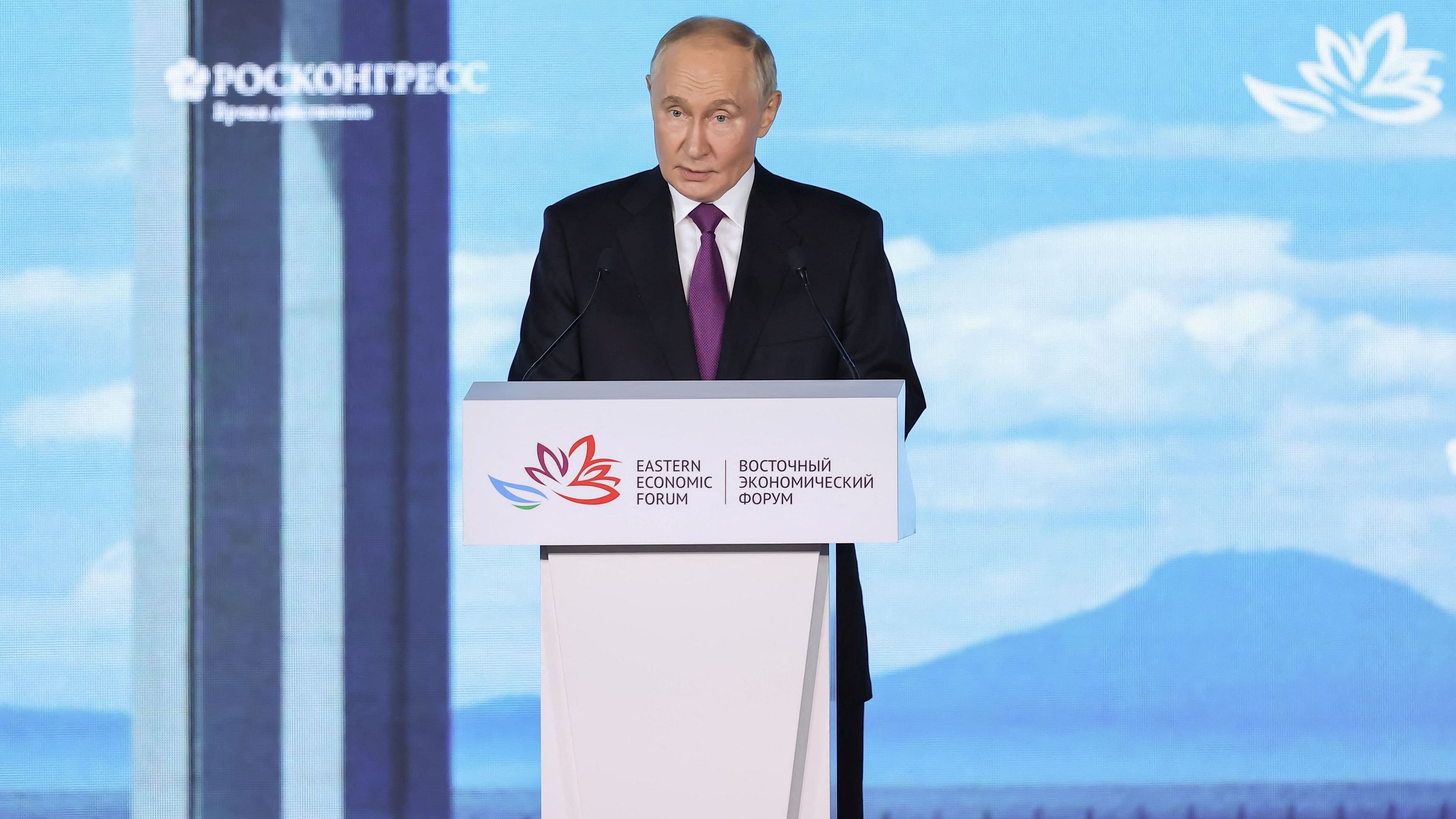 <div class="paragraphs"><p>Russian President Vladimir Putin delivers a speech during a plenary session of the Eastern Economic Forum in Vladivostok, Russia September 5, 2024.</p></div>