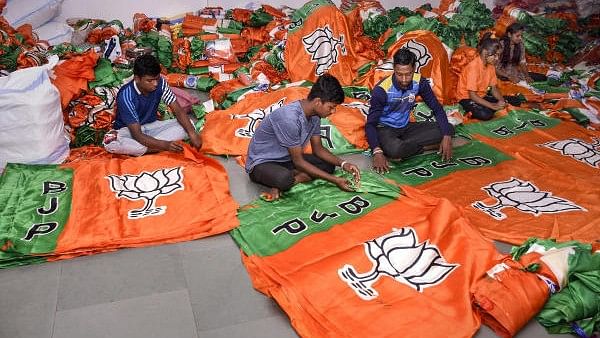 <div class="paragraphs"><p>BJP party flags.</p></div>