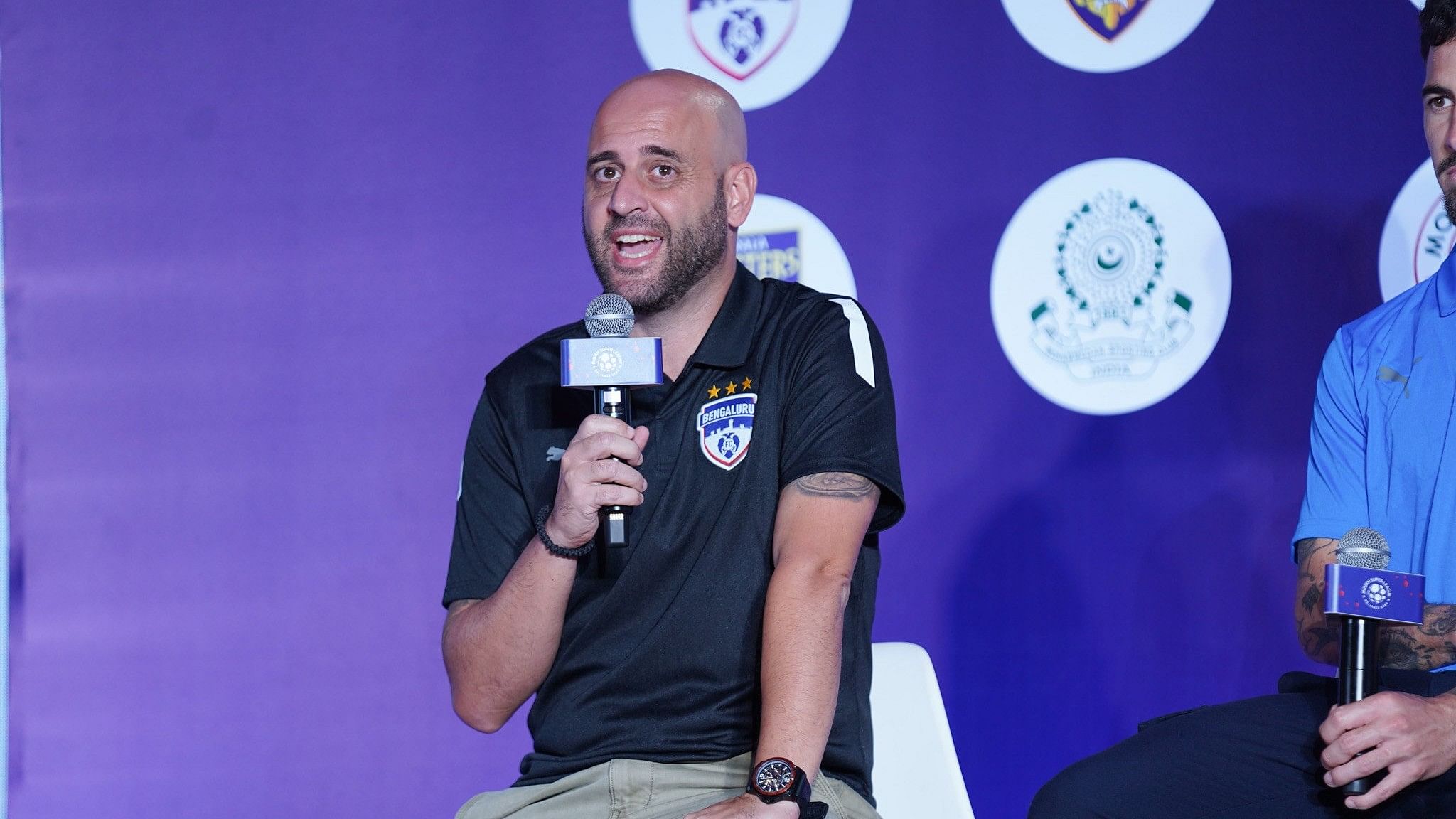 <div class="paragraphs"><p>Bengaluru FC head coach Gerard Zaragoza speaks during the ISL season launch event in Kochi . </p></div>