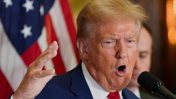 <div class="paragraphs"><p>Republican presidential nominee and former U.S. President Donald Trump gestures as he speaks during a press conference at Trump Tower in New York City.&nbsp;</p></div>