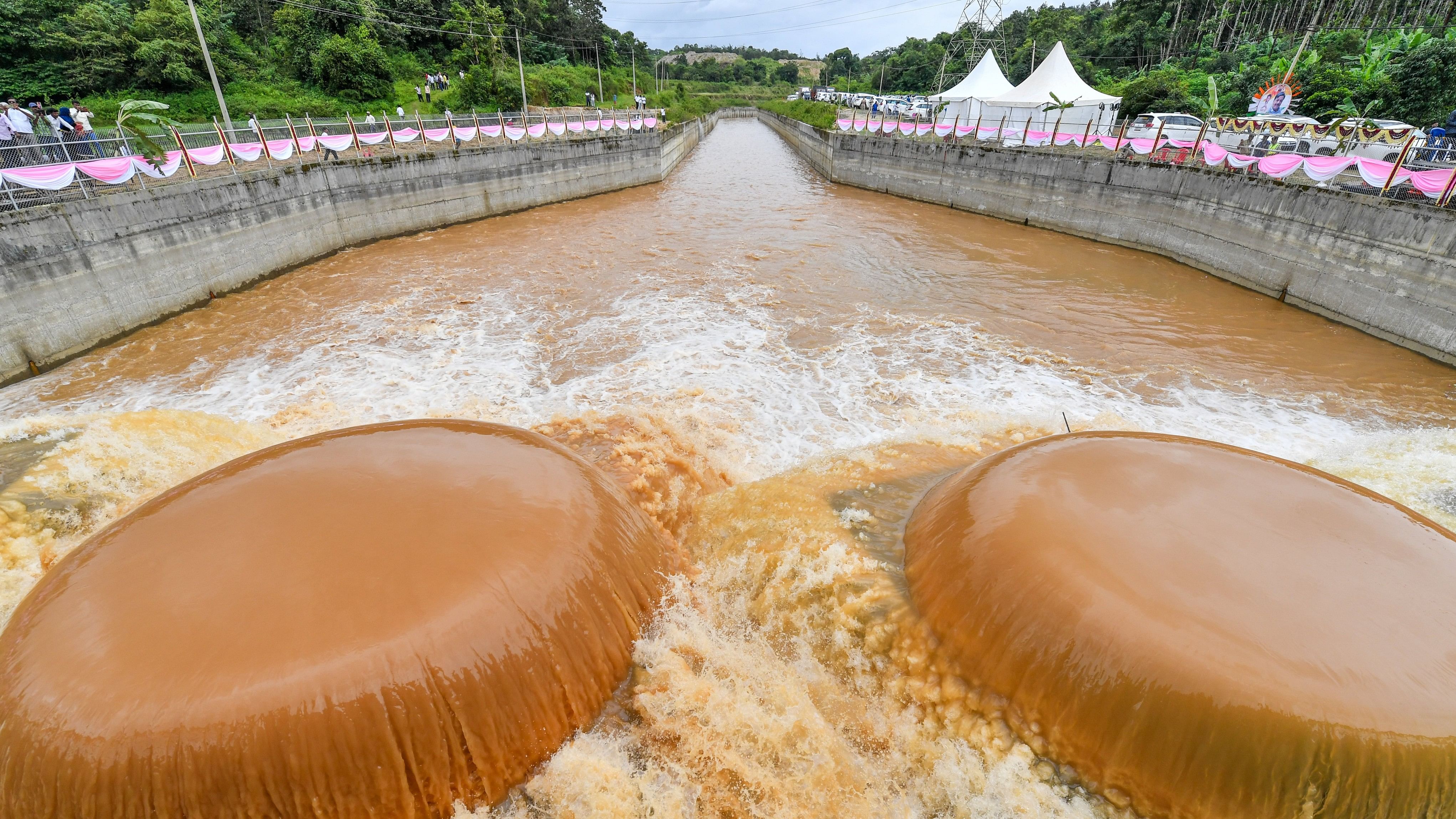 A view of the Yettinahole project pumping station at Hebbanahalli in Sakleshpur taluk of Hassan district. The first phase of the project was inaugurated last Friday.