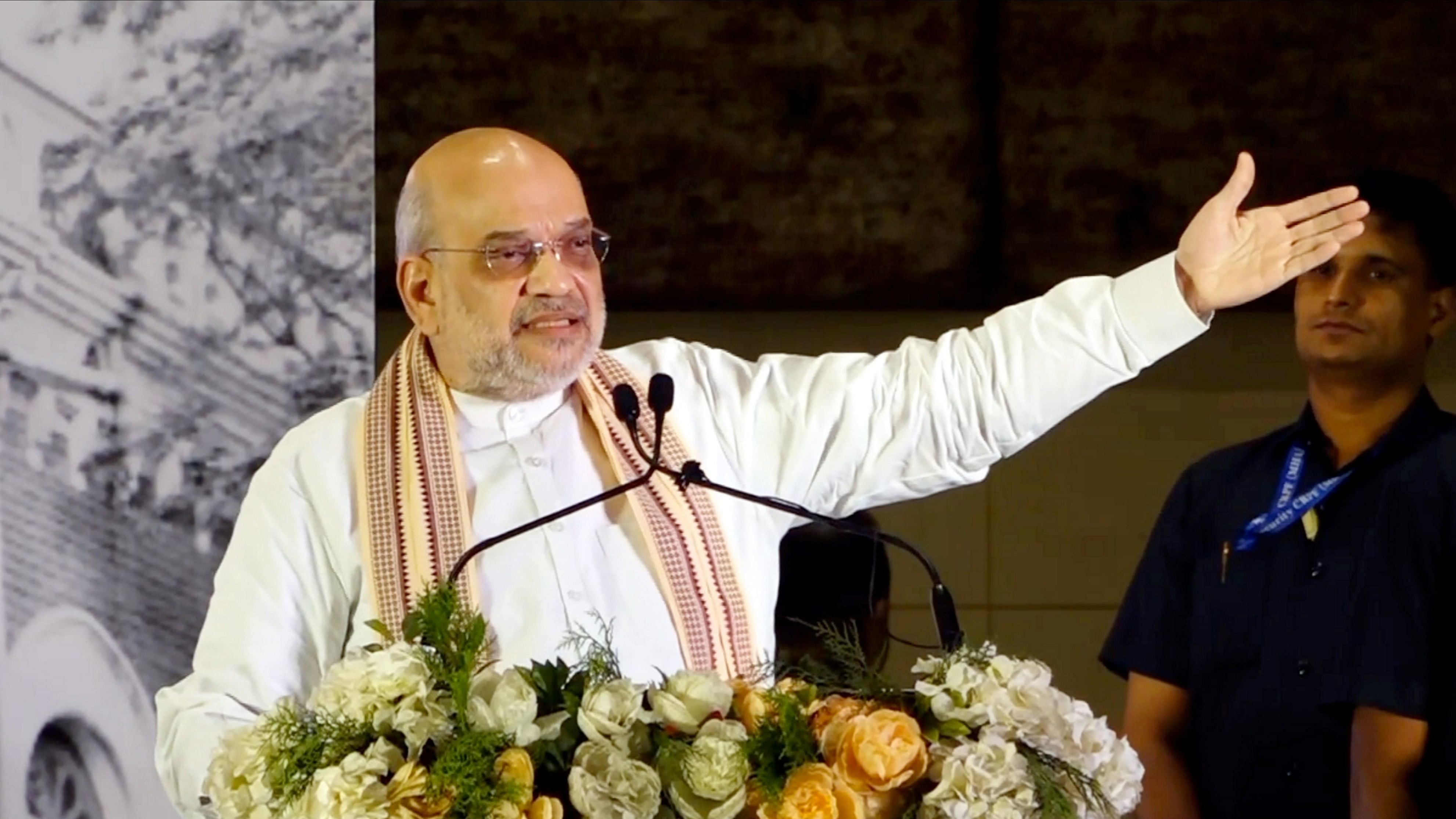 <div class="paragraphs"><p> Union Home Minister Amit Shah speaks during the release of the documentary film 'Mumbai Samachar- 200 Not Out', </p></div>