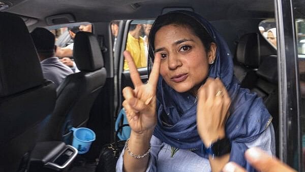 <div class="paragraphs"><p>Iltija Mufti, daughter of Peoples Democratic Party (PDP) chief Mehbooba Mufti and party candidate from Bijbehara constituency, after filing her nomination for J&amp;K Assembly elections, in Anantnag district.&nbsp;</p></div>