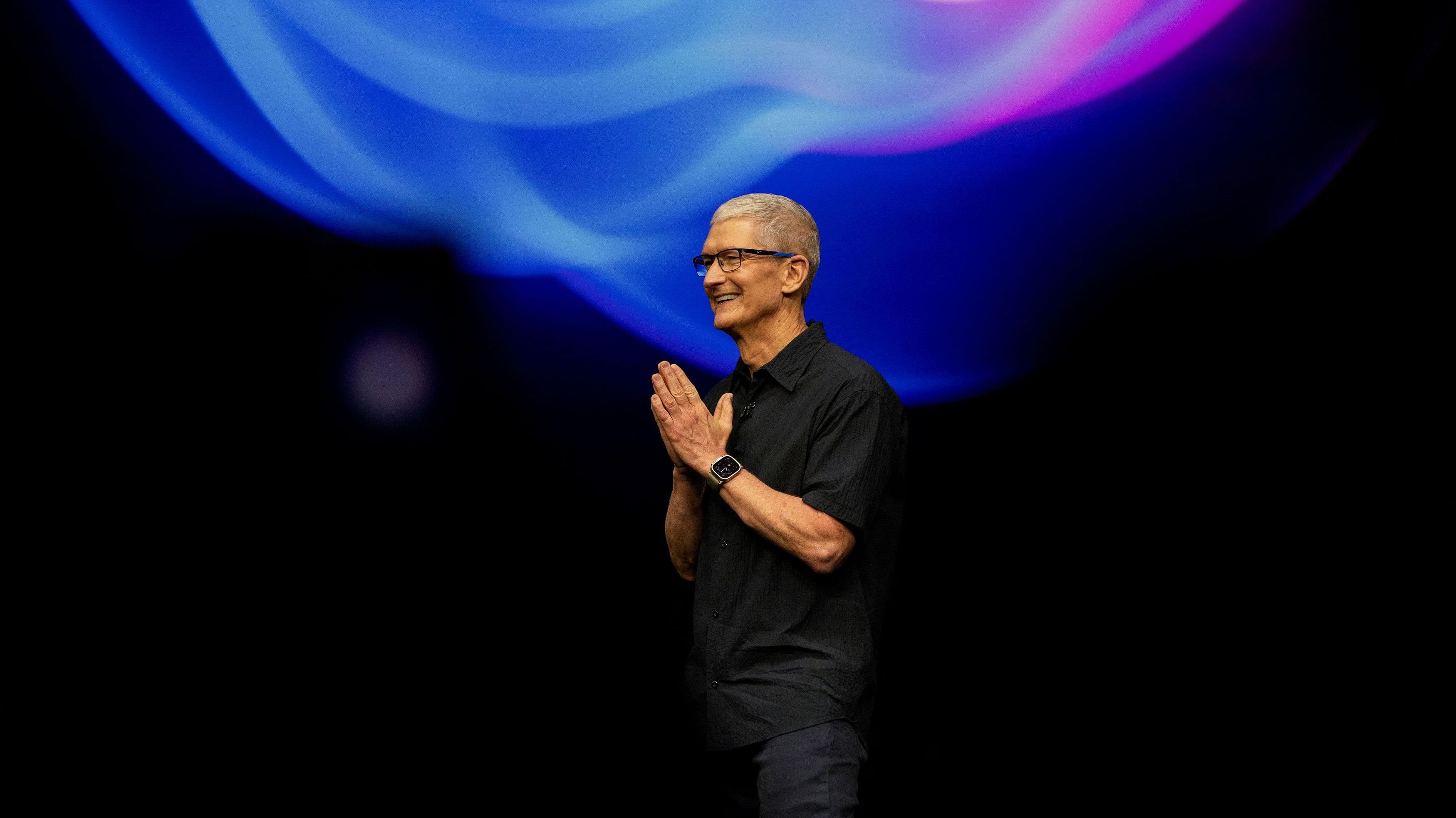 <div class="paragraphs"><p>CEO of Apple Tim Cook greets attendees as Apple holds an event at the Steve Jobs Theater on its campus in Cupertino, California</p></div>