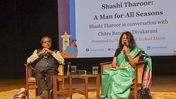 <div class="paragraphs"><p>Congress MP Shashi Tharoor during the Jaipur Literature Festival, in Houston.</p></div>