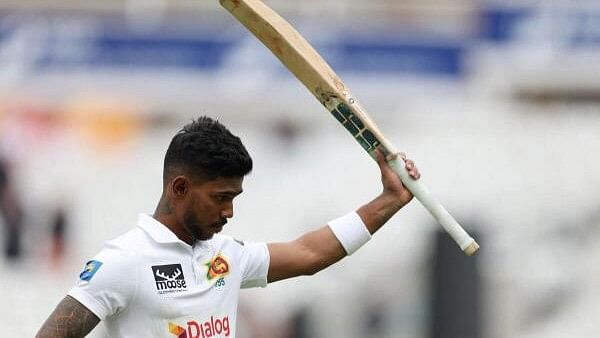 <div class="paragraphs"><p>Sri Lanka's Pathum Nissanka acknowledges the crowd after winning the match against England.</p></div>