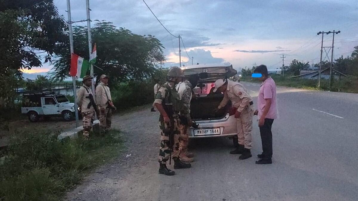 <div class="paragraphs"><p>A vehicle being checked during an inspection conducted by security forces in the fringe and vulnerable areas of Manipur following the fresh bout of violence that left several people dead.</p></div>