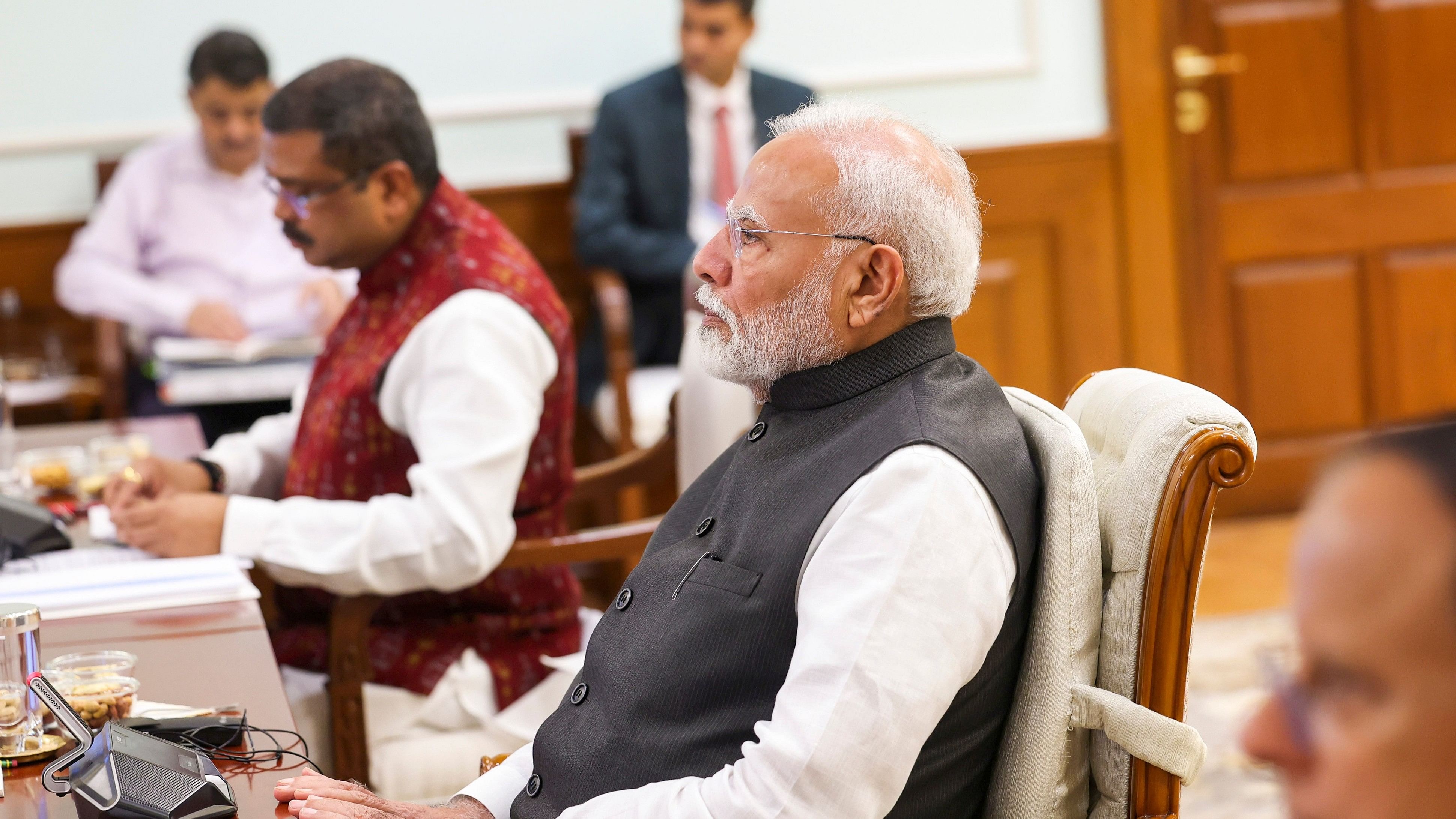 <div class="paragraphs"><p> Prime Minister Narendra chairs the first meeting of the Governing Board of Anusandhan National Research Foundation (ANRF), in New Delhi, Tuesday, Sept. 10, 2024. Union Education Minister Dharmendra Pradhan is also seen. </p></div>