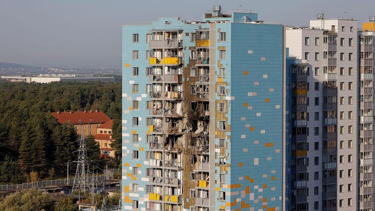 <div class="paragraphs"><p>A view shows a damaged multi-storey residential building following an alleged Ukrainian drone attack in the course of Russia-Ukraine conflict, in Ramenskoye in the Moscow region, Russia September 10, 2024. </p></div>