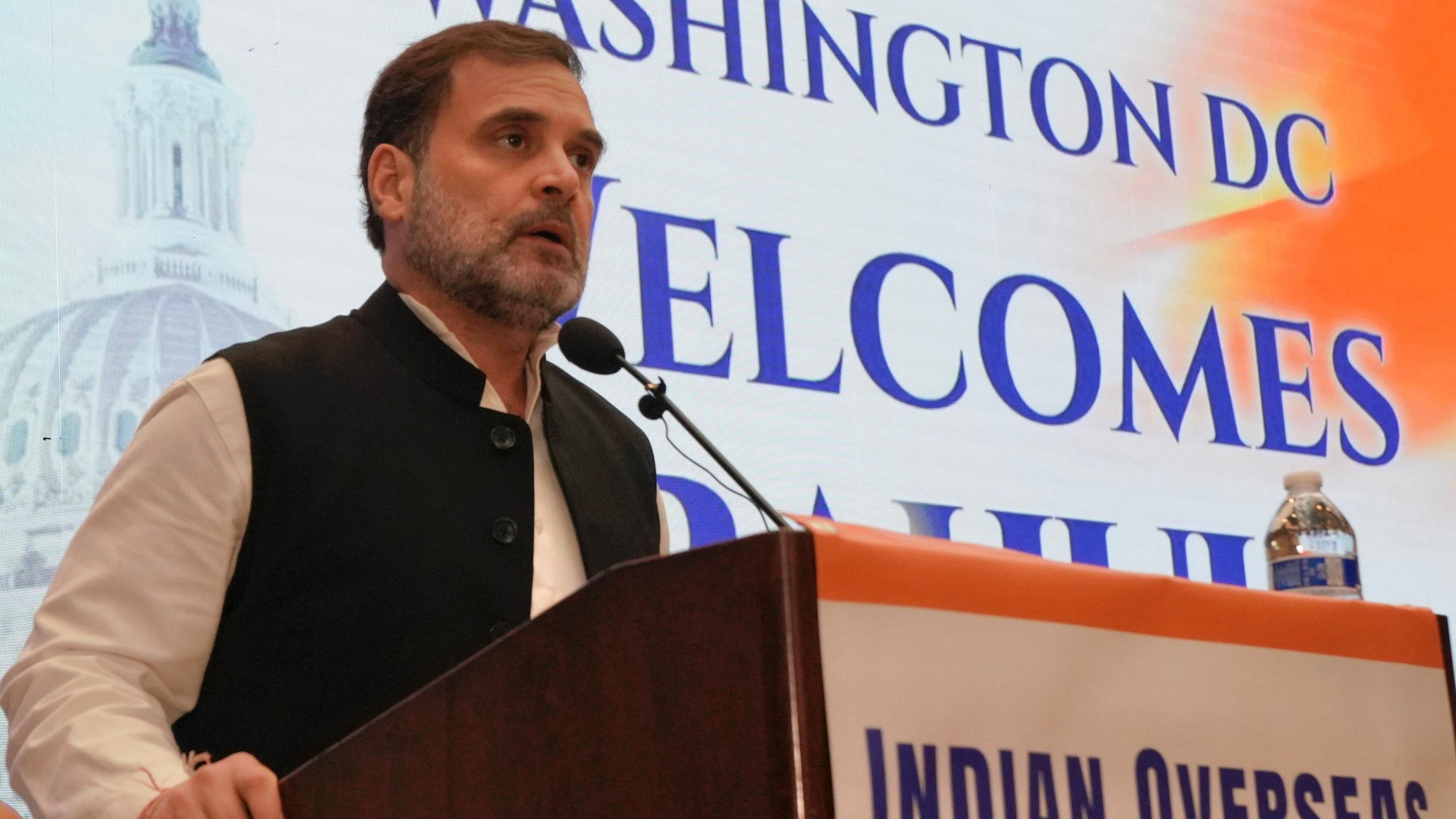 <div class="paragraphs"><p>LoP in Lok Sabha and Congress MP Rahul Gandhi addresses the Indian Diaspora, in Washington DC, USA, Tuesday</p></div>