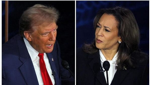 <div class="paragraphs"><p>Republican presidential nominee, former US president Donald Trump and Democratic presidential nominee, US Vice President Kamala Harris take part in a presidential debate  in Philadelphia, Pennsylvania, US.</p></div>