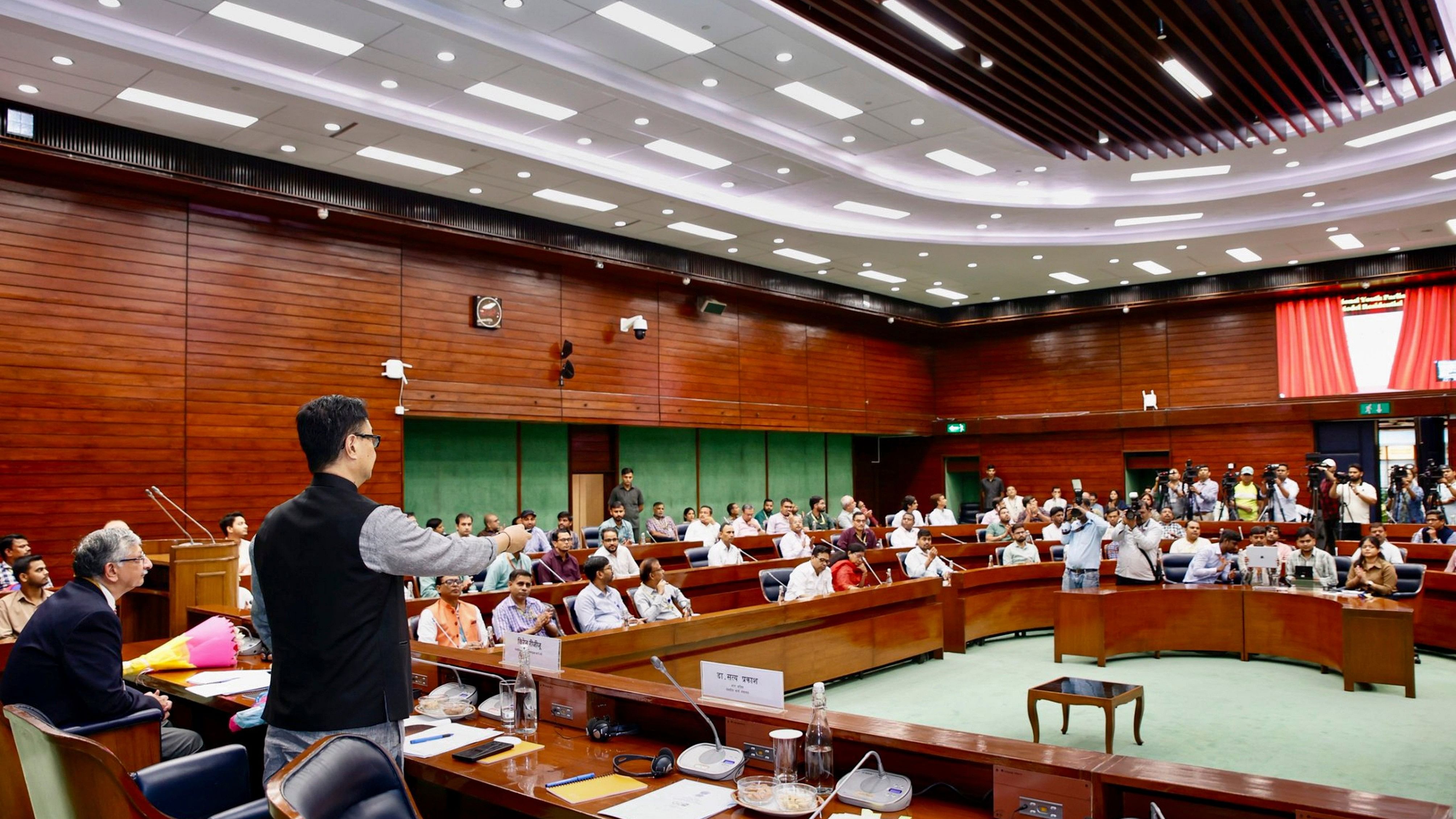 <div class="paragraphs"><p> Union Minister of Parliamentary Affairs &amp; Minority Affairs Kiren Rijiju launches several initiatives at Parliament House Annexe, in New Delhi.</p></div>