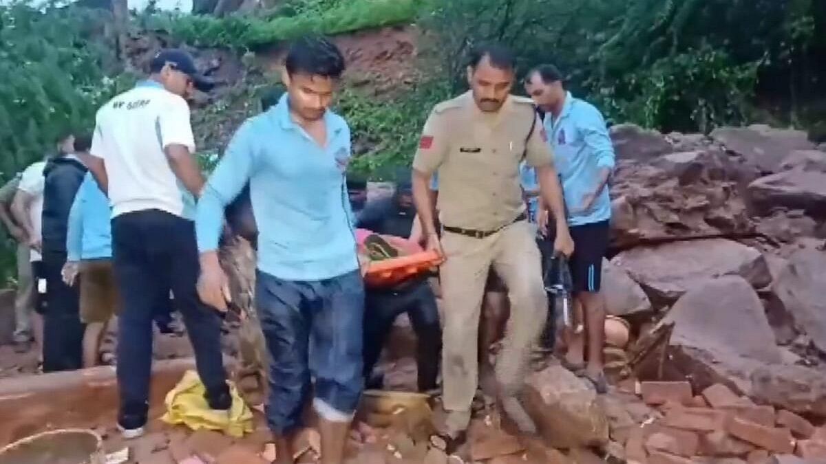 <div class="paragraphs"><p>Rescue work underway after a house collapsed following heavy rainfall, in Datia district, Madhya Pradesh.</p></div>