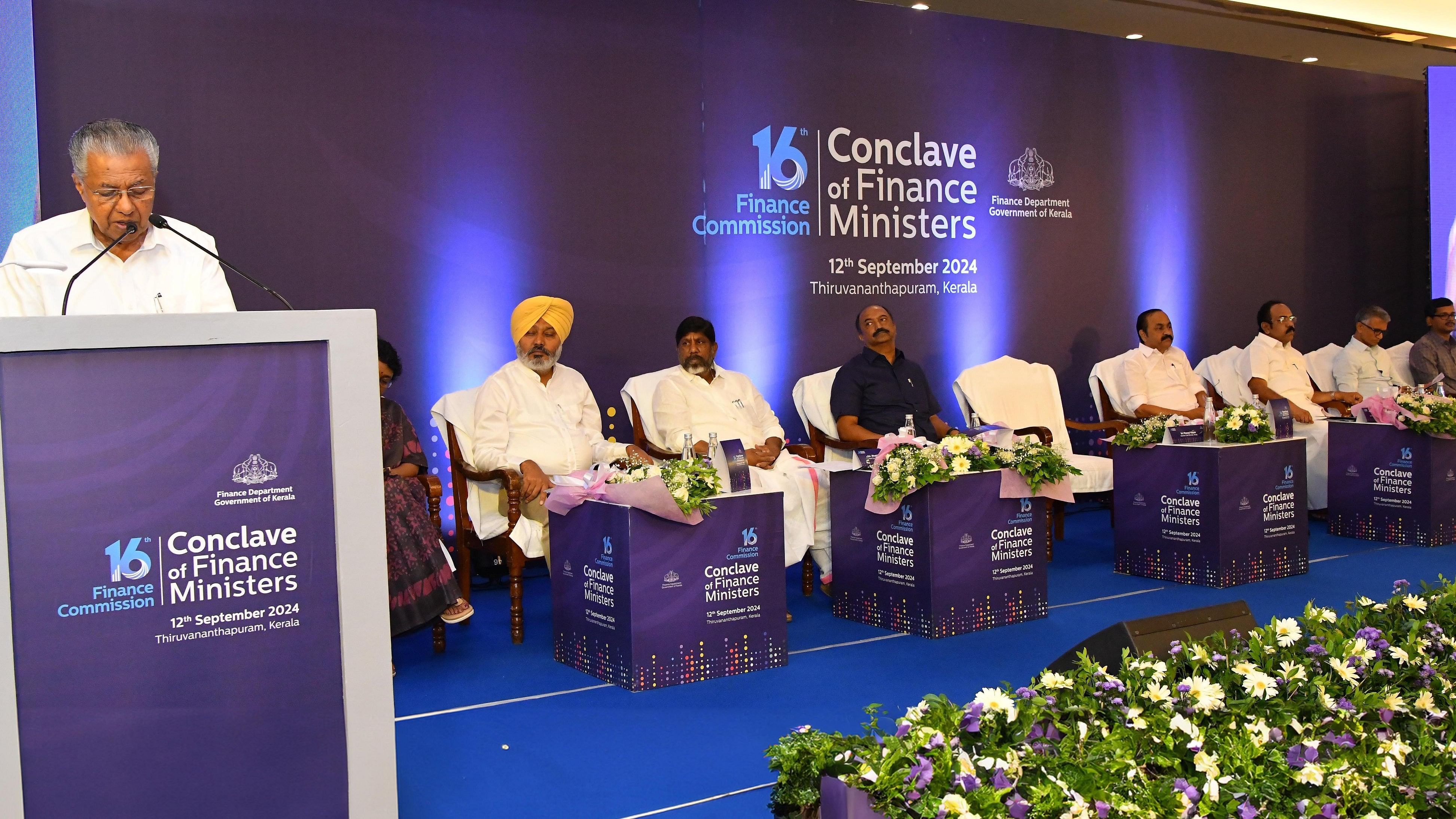 <div class="paragraphs"><p>Kerala CM Pinarayi Vijayan at the&nbsp;conclave of FMs.&nbsp;</p></div>