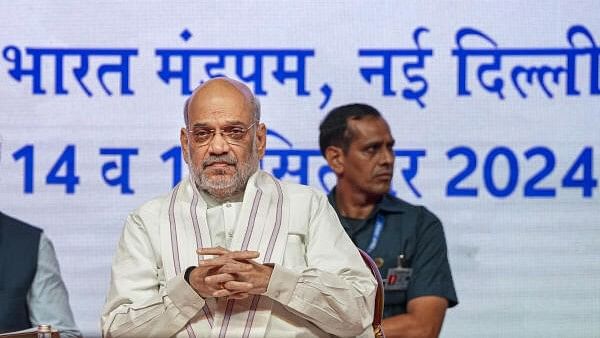 <div class="paragraphs"><p>Union Home Minister Amit Shah during the joint programme of Hindi Diwas and 4th Akhil Bhartiya Rajbhasha Sammelan, in New Delhi.&nbsp;</p></div>