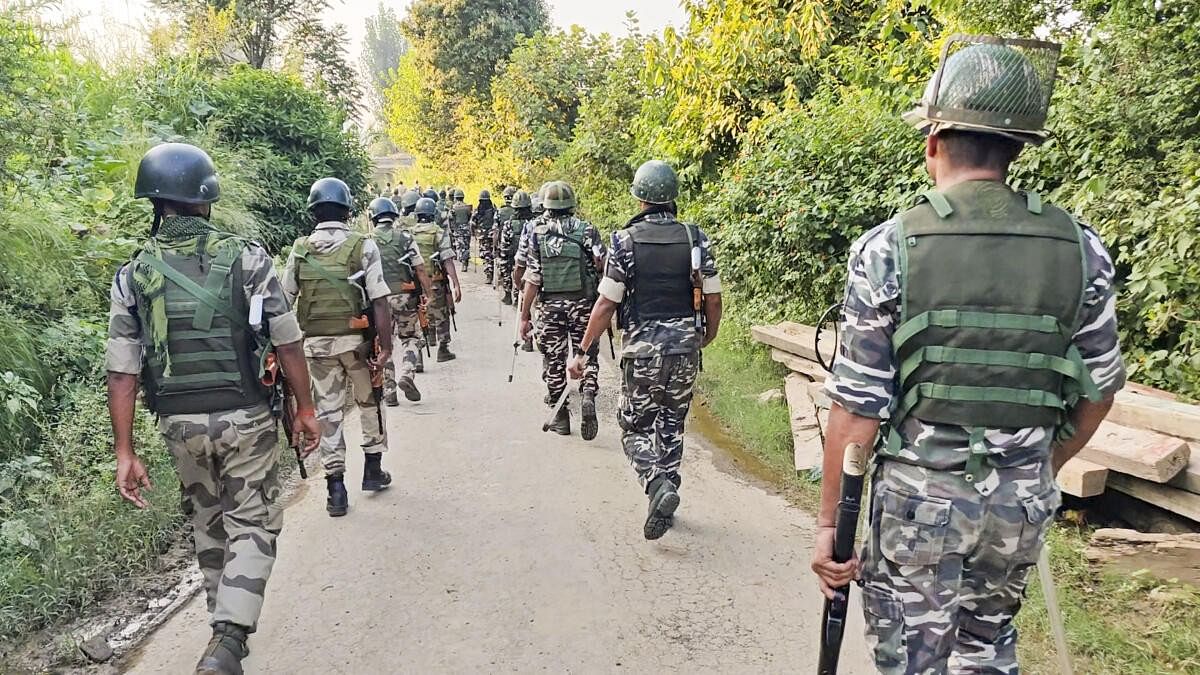 <div class="paragraphs"><p>Security personnel during an Area Domination Long Route March along the Line of Control (LoC) in Rajouri. (Representative image)</p></div>