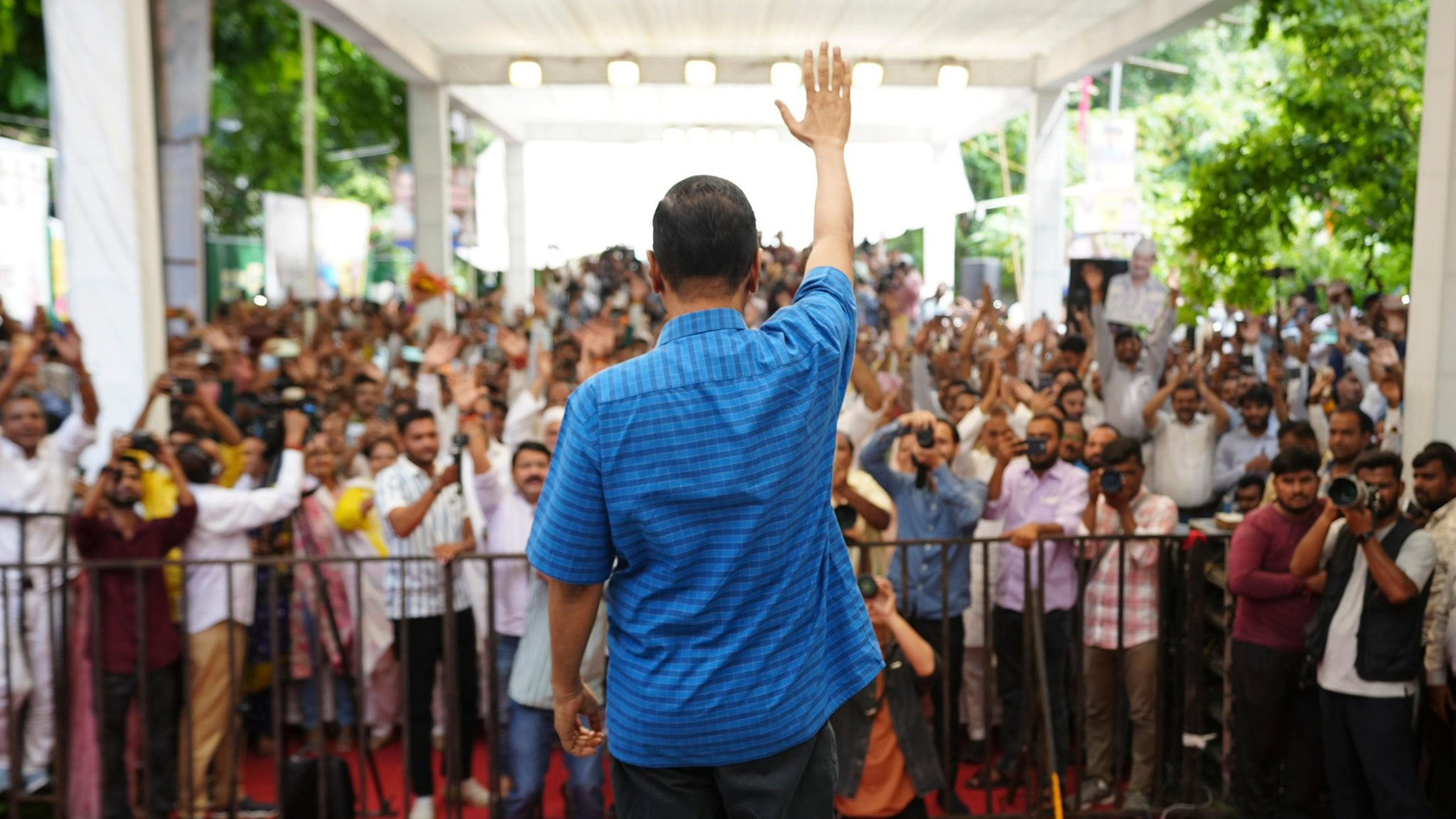 <div class="paragraphs"><p> Delhi Chief Minister Arvind Kejriwal during AAP workers' meeting, in New Delhi, Sunday, Sept. 15, 2024. </p></div>