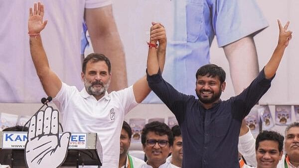 <div class="paragraphs"><p>Kanhaiya Kumar seen here with Congress MP and LoP Rahul Gandhi</p></div>