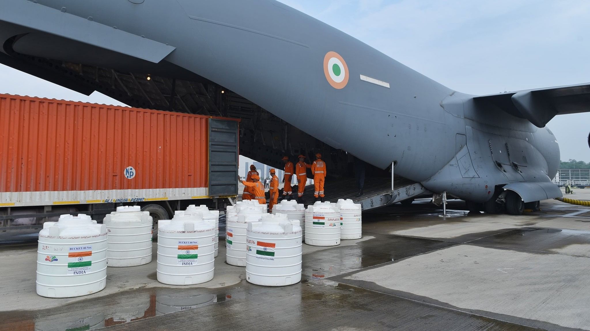 <div class="paragraphs"><p>A military transport aircraft of the Indian Air Force is carrying 35 tonnes of aid to Vietnam and 10 tonnes of relief materials to Laos.</p></div>