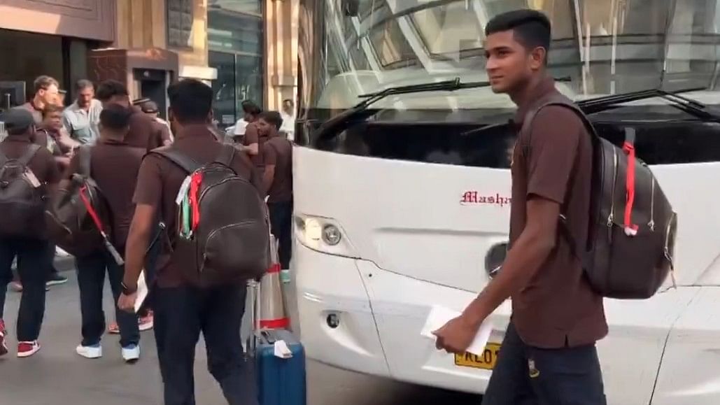 <div class="paragraphs"><p>Screengrab from a video showing Bangladesh cricket team players arriving in Chennai for playing&nbsp;two Test matches and three T20Is against India.</p></div>