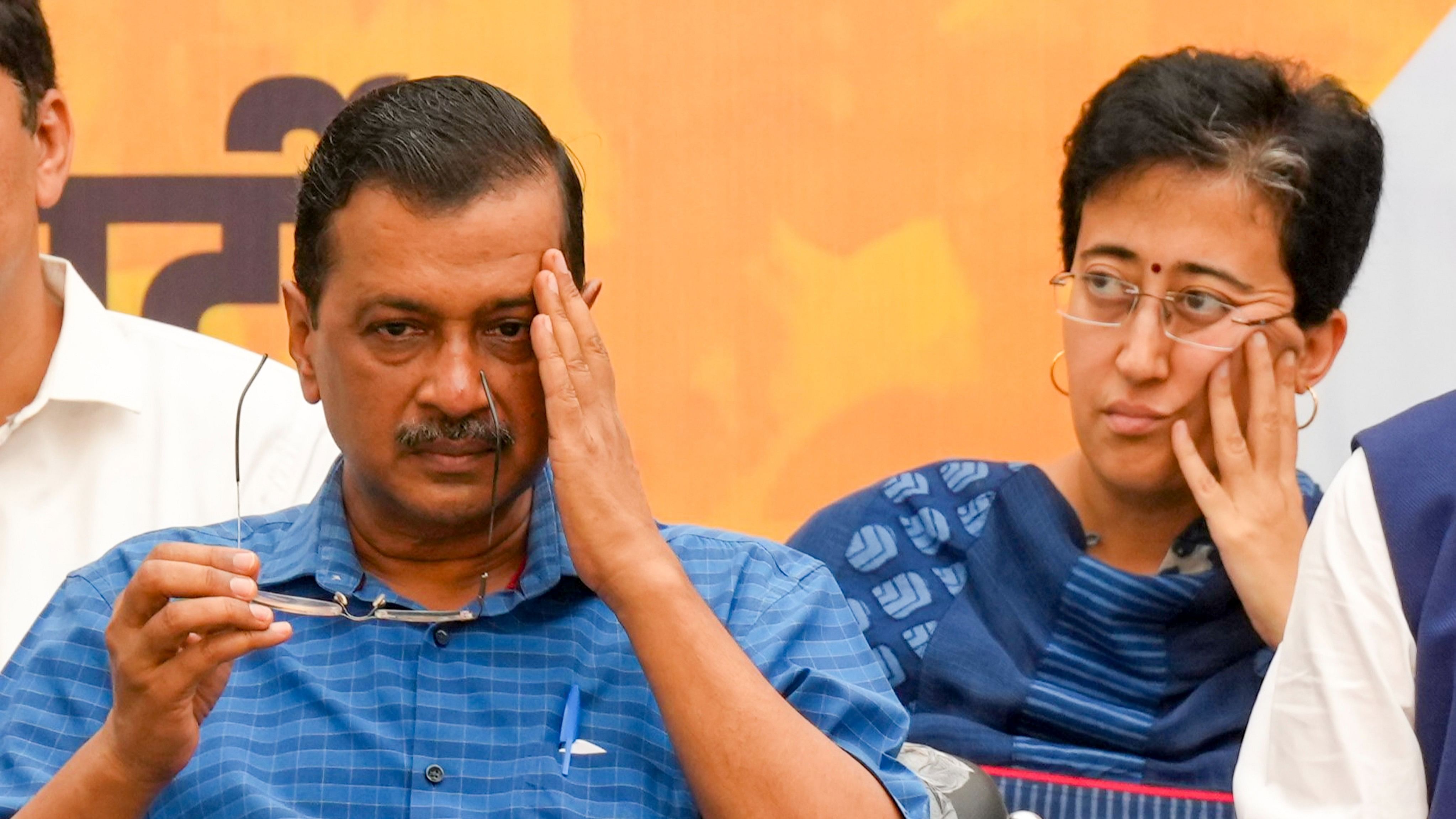 <div class="paragraphs"><p>Delhi Chief Minister Arvind Kejriwal and Atishi Singh during AAP workers' meeting, in New Delhi, Sunday, Sept. 15, 2024.</p></div>