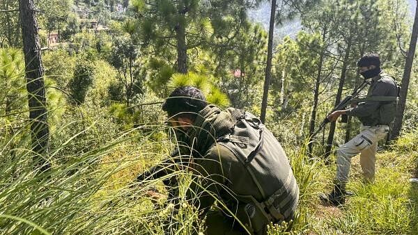 <div class="paragraphs"><p>Security forces personnel during an encounter with terrorists at Pathanateer area of Poonch, J&amp;K, Sunday, Sept. 15, 2024.</p></div>