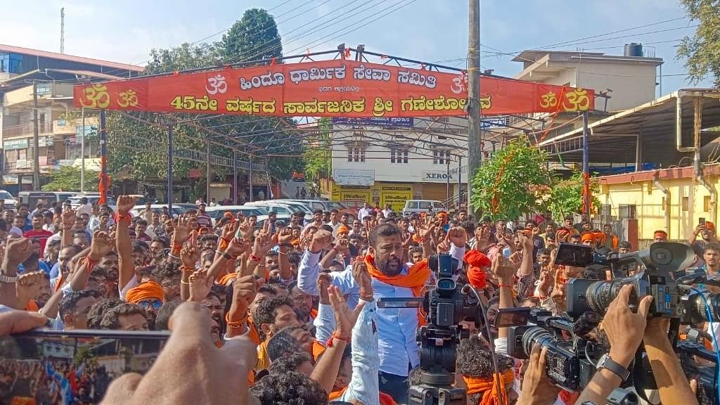 <div class="paragraphs"><p>Sharan Pumpwell addresses a gathering at B C Road.</p></div>