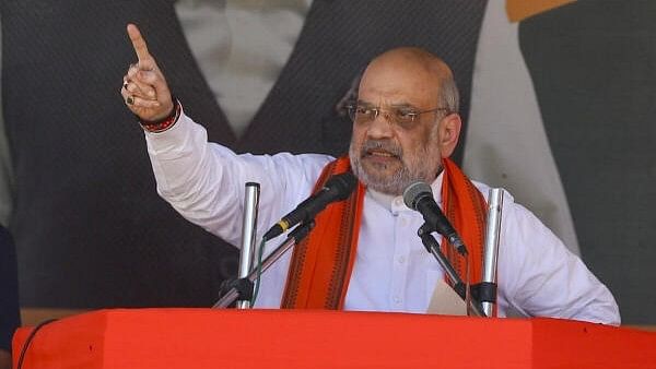 <div class="paragraphs"><p>Union Home Minister Amit Shah speaks during a public meeting ahead of J&amp;K Assembly elections, in Kishtwar district, Jammu &amp; Kashmir, Monday, Sept 16, 2024. </p></div>