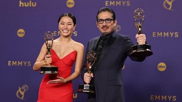 <div class="paragraphs"><p>Anna Sawai, winner the Outstanding Lead Actress in a Drama Series award and Hiroyuki Sanada, Outstanding Lead Actor in a Drama Series for "Shogun".&nbsp;</p></div>