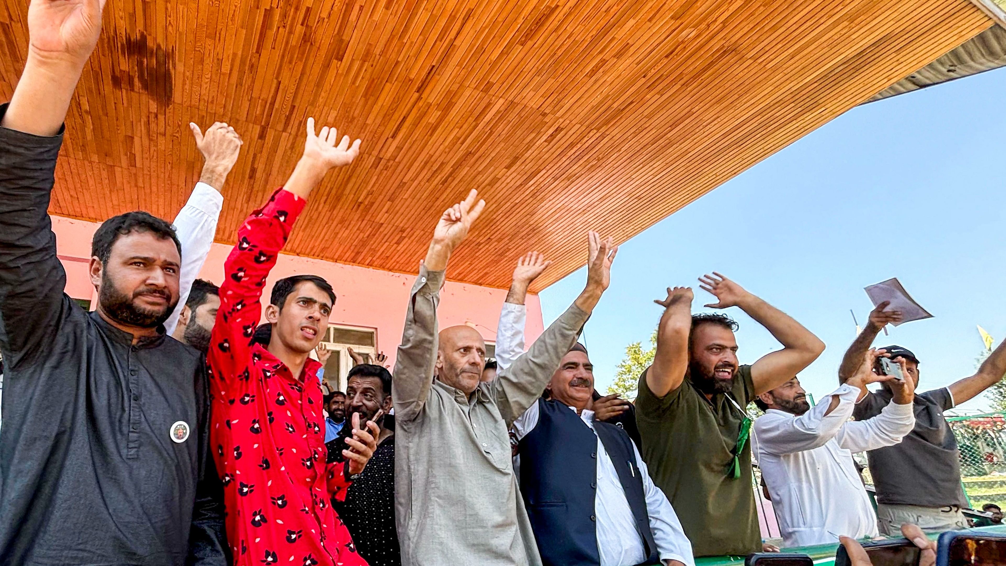 <div class="paragraphs"><p>Baramulla MP Engineer Rashid during a public meeting ahead of J&amp;K Assembly elections, in Anantnag, Friday</p></div>