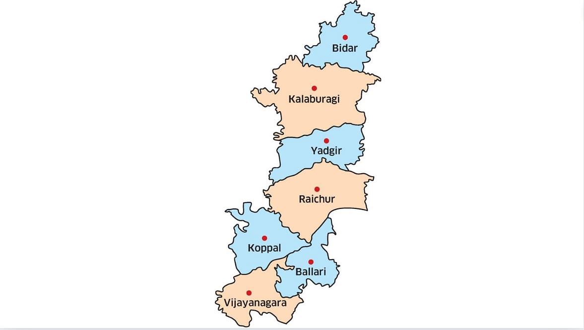 <div class="paragraphs"><p>A map of the districts that comprise Kalyana Karnataka.&nbsp;</p></div>