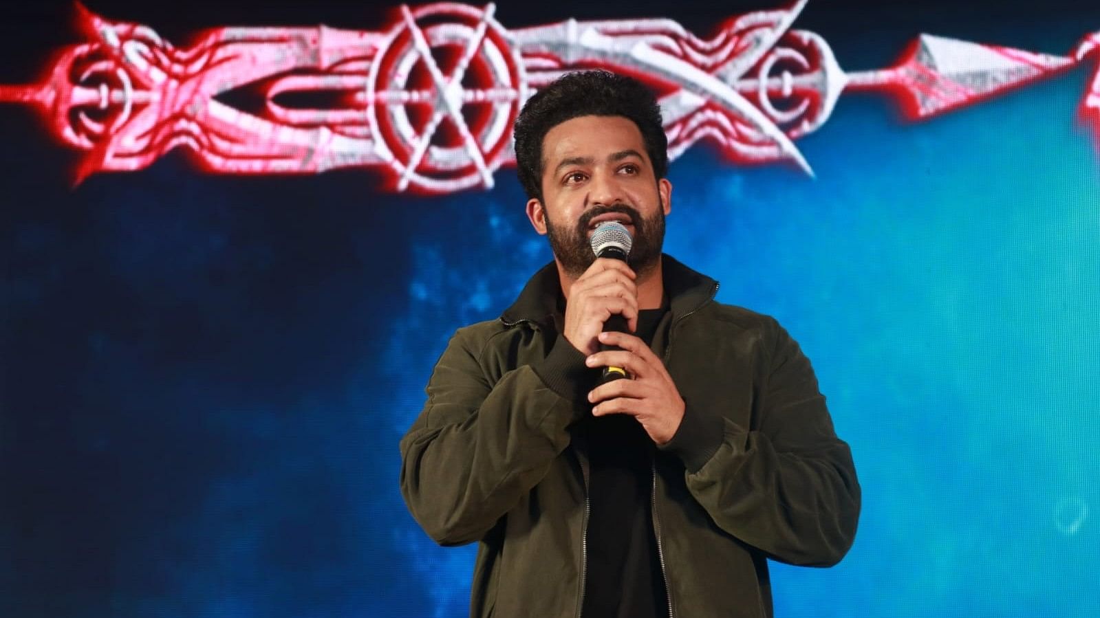 <div class="paragraphs"><p>NTR Jr speaks during the press meet of <em>Devara: Part 1</em> in Chennai.</p></div>