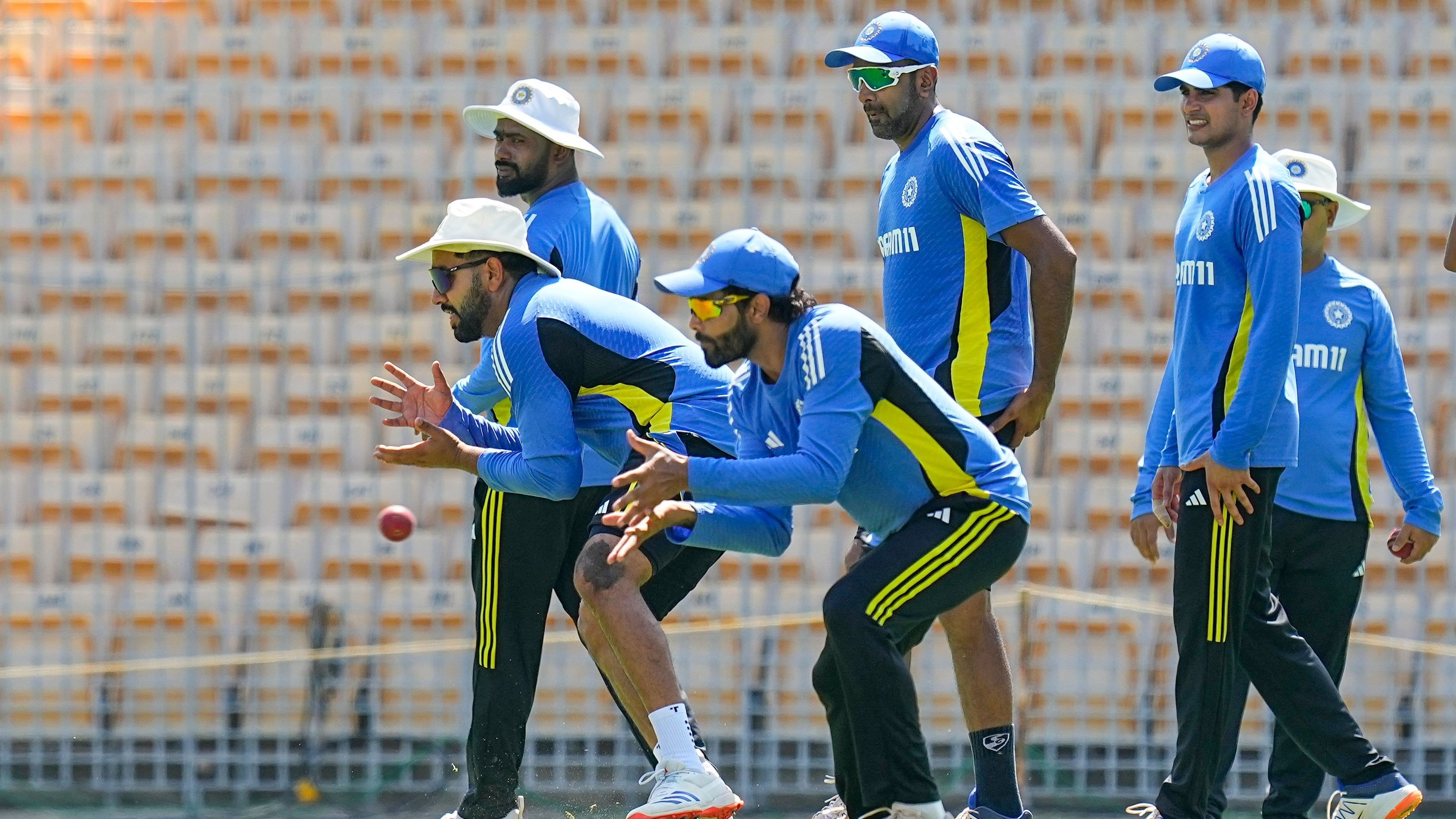 <div class="paragraphs"><p>Indian cricket team captain Rohit Sharma with teammate Ravindra Jadeja during a training session ahead of the first Test match against Bangladesh, at MA Chidambaram Stadium, in Chennai.</p></div>