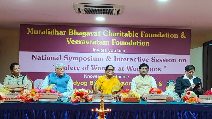 <div class="paragraphs"><p>National Human Rights Commission Chairperson Vijaya Bharathi Sayani (centre) gestures during the symposium  in Mysuru on Wednesday. </p></div>