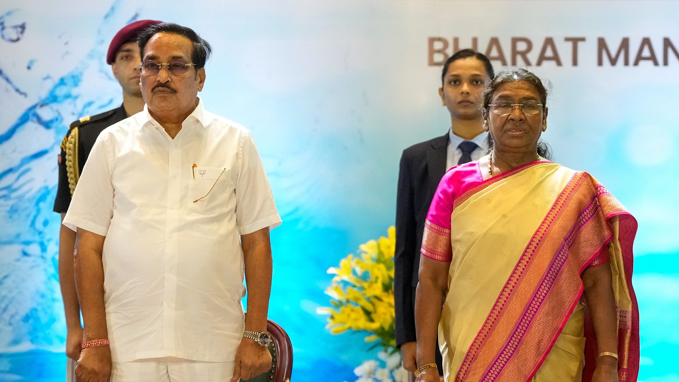 <div class="paragraphs"><p>President Droupadi Murmu with Union Minister of Jal Shakti C R Paatil (L)</p></div>